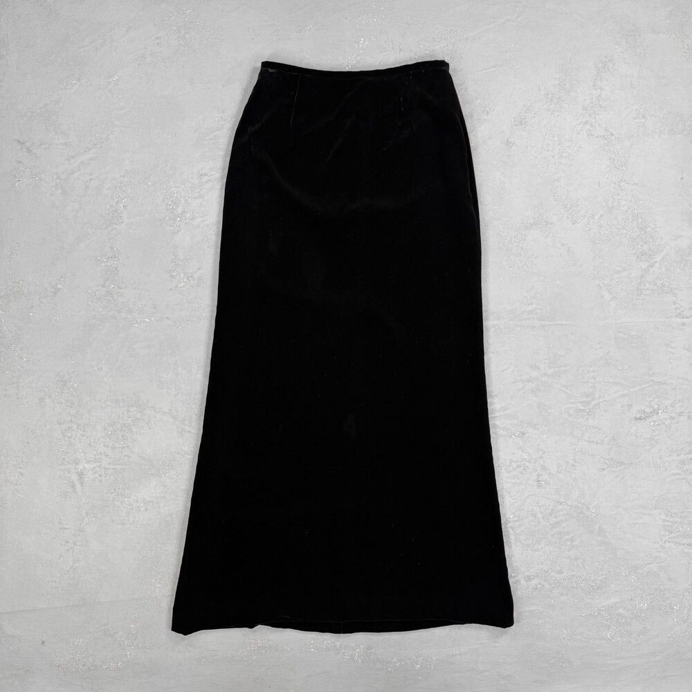 Vintage Kay Unger Black Silk Blend Velvet Maxi Skirt Women's 6 - Picture 1 of 4